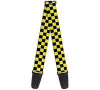 Guitar Strap Checker Black Neon Yellow 2 Inches Wide