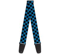Guitar Strap Checker Black Turquoise 2 Inches Wide