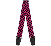 Guitar Strap Checker Weathered Black Neon Pink 2 Inches Wide