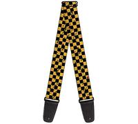 Guitar Strap Checker Weathered Black Yellow 2 Inches Wide