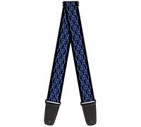 Guitar Strap Chevy Bowties 3 Row Black Blue 2 Inches Wide