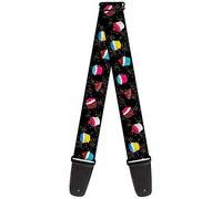 Guitar Strap Cupcake Sprinkles Black Multi Color 2 Inches Wide