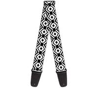 Guitar Strap Geometric Diamond2 Black White Black 2 Inches Wide