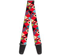 Guitar Strap Geometric9 Black Red Turquoise Ivory 2 Inches Wide