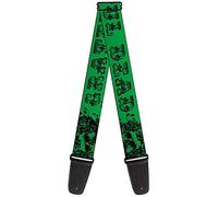 Guitar Strap Grateful Dead Text Skull Roses Green 2 Inches Wide