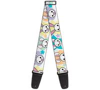 Guitar Strap - Happy/Sad Bunnies & Stars White/Pastel | Happy Sad Bunnies Stars White Pastel Acoustic Electric Bass