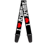 Guitar Strap I Heart Anime Bold Black White Red 2 Inches Wide