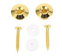 Guitar Strap Lock Buttons 2 Packs | Secure Locking System for Strap Security | Universal Strap End Pins for Acoustic/Electric Guitars/Bass | Gold Metal Replacement Buttons