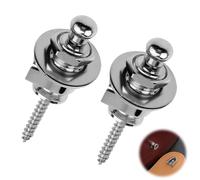 Guitar Strap Locks 2 Pack Strong Metal with Buttons | Quick Release Strap Parts, with a Wrench, for Acoustic Bass Electric Guitar Ukulele Martin Silver