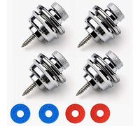 Guitar Strap Locks Flat Round Head Heavy Duty Metal Button Security Straplock, Dual Design Strap Retainer System 2PCS with 6 Rubber Block for Electric Acoustic Guitar,Ukulele