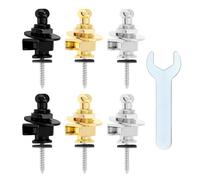 Guitar Strap Locks Set 6Pcs, Quick Release Metal Guitar Strap Locks with Wrench, Guitar Strap Locks Buttons Metal End Pins for Acoustic Classical Electric Guitar Bass, Guitar Security Strap Locks