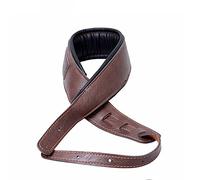 Guitar Strap,Soft Leather Guitar Strap&Bass Strap with 3.5" Wide Adjustable Length from 40" to 60" Packed with 2 Picks (Brown)