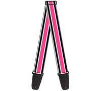 Guitar Strap Stripes White Black White Pink 2 Inches Wide