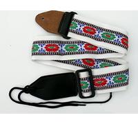 Guitar strap white pattern red blue flowers acoustic electric folk country music UK SELLER