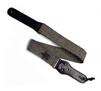 Guitar Strap with Genuine Leather Ends and Capo Hanging Buckle, Soft Linen Guitar Shoulder Strap for Electric Guitar, Acoustic Guitar and Bass (Brown)