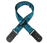 Guitar Strap with Unique Star Pattern for Acoustic and Electric Instruments, Soft Velvet Material, Leather Ends for Comfort (Green)