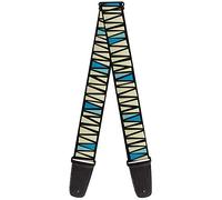 Guitar Strap Zig Zag Doodle Black Cream Blues 2 Inches Wide