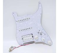 Guitar Strar Pickguard Pre-wired with Coil Split SSL1 SSL1 TH-4 Alnico 5 Humbucker Pickups for Fender USA/Mexico Stratocaster Replacement Parts (White Pearl)