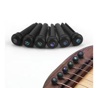 Guitar String End Ebony Bridge Pins Slotted Pure Ebony Acoustic Guitar String Tuning Pegs Replacement Set with Abalone Dot Black Ebony Wood Shell Inlays High Quality 1 Set 6Pcs