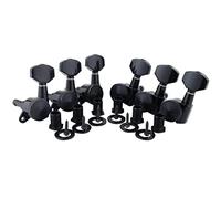 Guitar String Tuning Peg 6 Pcs Guitar Machine Heads Ferrules Threaded Bushings Set With Screws Right Left Inline Locking Tuners (Color : Black 6L)