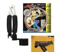 Guitar String Winder Cutter, Bridge Pin Puller, 3-in-1Multifunctional Guitar String Cutter with 6 Pcs Guitar Strings,Vital Gui tar Tools for Strings Changing, Cutting&Bridge Pin Pulling, Black