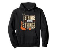 Guitar Strings Before Things Retro Guitarist Gift Pullover Hoodie