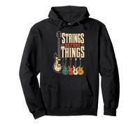 Guitar Strings Before Things Retro Guitarist Gift Pullover Hoodie
