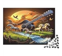 Guitar Sunset Horses 1000 Piece Jigsaw Puzzle for Adults Paper Relax Focus Gift 70x50cm/1000pcs