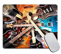 Guitar Surrounded with The Lightnings Mouse Pad for Office Computers&Laptop with Designs Printed, Non-Slip Rubber Base Mousepad Gaming Mouse Pads,9.5x7.9x0.12 Inch
