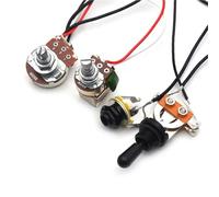 Guitar Switch Wiring Harness Pre wired V/T Knob B500K Push Pull Big Potentiometer A500K 3 Way Toggle Switch Electric Guitar Wiring Kit(BK-BK)