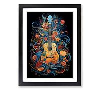 Guitar Symbolism Framed Print | A2 Black Framed Wall Art | Ready to Hang | Modern Music Picture | Living Room Bedroom Lounge Office