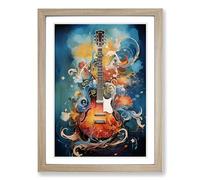 Guitar Symbolism No.2 Framed Print | A2 Oak Framed Wall Art | Ready to Hang | Modern Music Picture | Living Room Bedroom Lounge Office