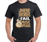 Guitar T-Shirt Acoustic Electric Bass Rock n Roll Music Speaks Mens Funny Band Black(Small)
