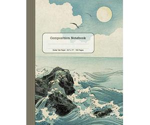 Guitar Tab Paper Composition Notebook: Large Blank Guitarist Music Sheet Notation Book - Composing Staff Journal - Japanese Landscape Art Illustration