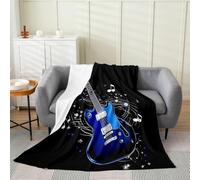 Guitar Throw Blanket 180x200 cm Black Flannel Fluffy Fleece Blanket Soft Lightweight Warm Blankets and Throws for Bed Sofa and Couch a-2934