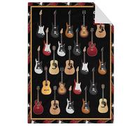 Guitar Throw Blanket - Soft, Fuzzy & Warm - 50x60 Inches Flannel Blankets for Lap, Crib - Black Vintage Throw Gifts for Guitar Lovers