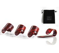 Guitar thumb and finger picks best for fingerpicking acoustic guitar, banjo or ukulele. Player's pack comes with 1 thumb pick and 3 finger picks. Includes a free pouch.