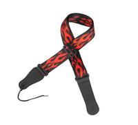 Guitar Tools Adjustable Guitar Strap With Red Flame Pattern And Leather Tip