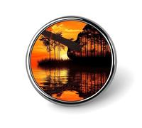 Guitar Tree Sunset Round Lapel Pin Button Brooch Tie Badge Elegant Hat Clothing Jewelry Accessories
