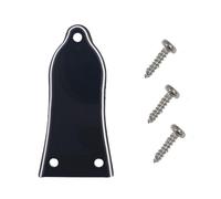Guitar Truss Rod Cover, Plastic Bell-Shaped Headstock Plate for LP/SG Electric Guitars - Black 3-Hole Cover with Screws (45x22mm)