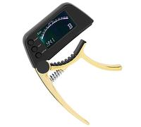 Guitar Tuner, 2 in 1 Clip-On LCD Tuner for Acoustic Electric Guitar Ukulele (Bright Gold) with ABS Zinc Alloy Body
