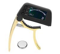 Guitar Tuner 2 in 1 Clip Zinc Alloy ABS with LCD Screen for Acoustic Electric Classical Ukuleles - Accurate ±1 Cent Calibration, Noise -, Portable for Musicians (Bright Gold)