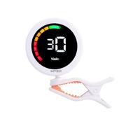 Guitar Tuner Clip On Rechargeable, Clip On Tuner with Super Bright Display Rotates 360 Degrees with Guitar Ukulele Violin and Chromatic Tuning for Professional Beginners (White)