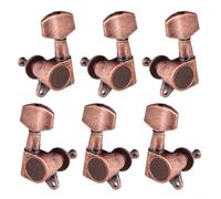 Guitar Tuner Head Set 6PCS 3R3L Tuning Nail Heads for Acoustic Guitars Metal Build Semicircle Button Design Stable String Locking Function (Bronze 3L3R)