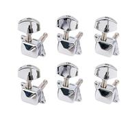 Guitar Tuner Peg Set Silver Metal Machine Heads with 15: 1 Gear Ratio Sealed Design for String Tuning and Repair Peghead Tuner Luthier Parts Restring Hardware Chrome Diecast Post Button Ferrule Screw