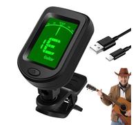 Guitar Tuner, Rechargeable Bass Tuner, 1.18x1.77in Clip on Guitar, Digital Lcd Display 360 Degree Rotation, String Instrument Tuning for Ukulele, Banjo, and Violin