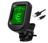 Guitar Tuner, Rechargeable Digital Bass, Rotating Lcd Display, 3 x 4.5 x 4.5 cm Fast, Accurate, Ideal for Guitar, Ukulele, Banjo and Violin Ensures Accurate