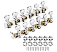 Guitar Tuning Key, Zinc Alloy 12 String Metal Machine Head Open Tuners Peg Folk Acoustic Guitar Parts 6+6 Set with Screws