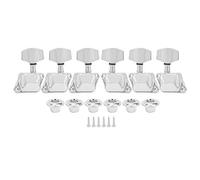Guitar Tuning Pegs | 6 Metal String Tuners for Semi - Closed Guitar | 3 Left & 3 Right Heads with Screws/Bushings | Replacement Parts (Silver)