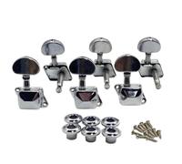 Guitar Tuning Pieces Guitar Accessories | Folk Guitar Tuning Pegs 3R3L Metal Long-Tail Hole Semi-Closed Guitar Tuning Peg(Round head Silver)